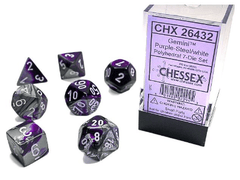 Chessex Dice: 7 Set Polyhedral Gemini Purple Steel White CHX26432